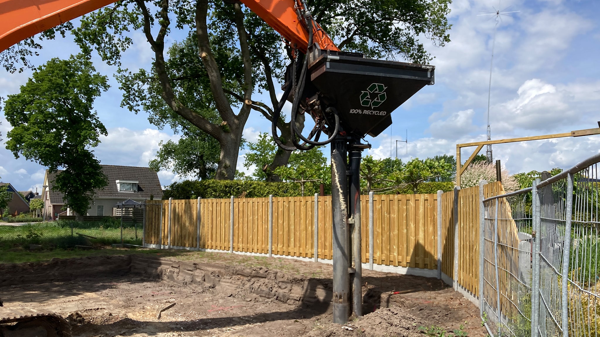 Storten van grindkern fundering